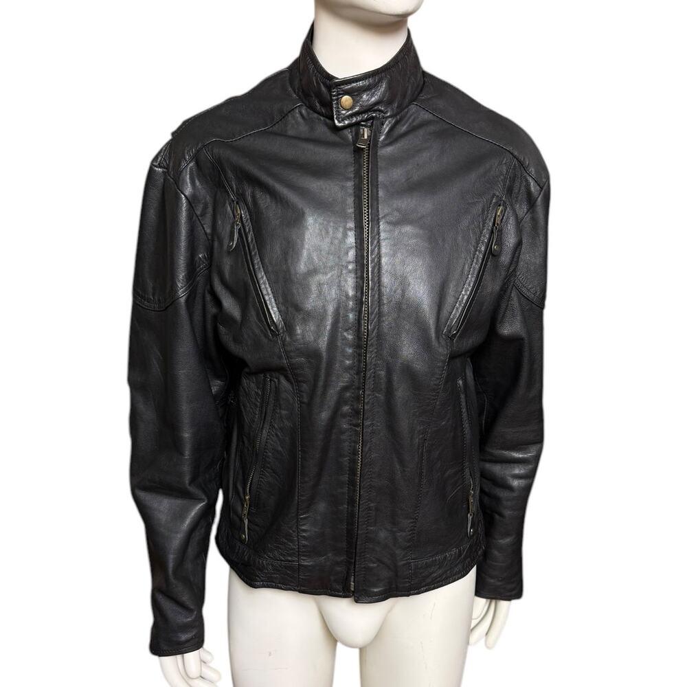 Hudson Leather Redline Men's Leather Motorcycle Jacket Size 50 Large Fully Lined